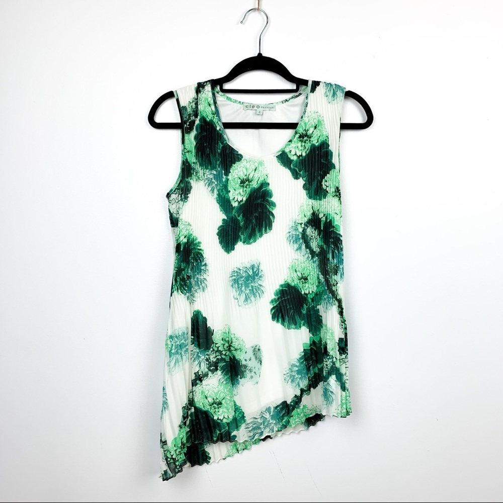 Cleo Asymmetrical Green Floral Blouse